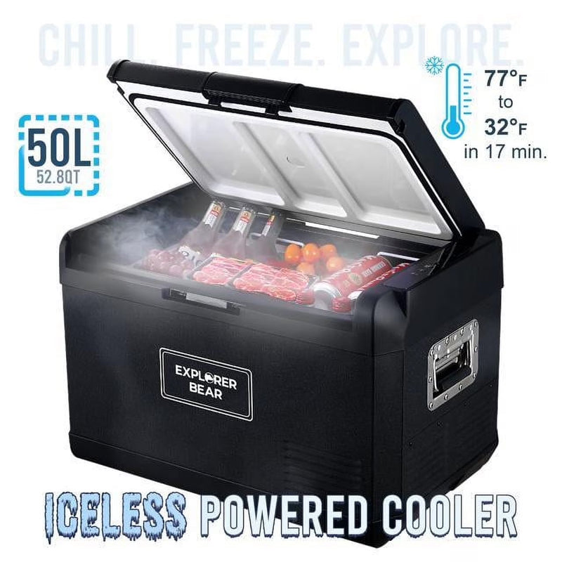 12V Car Fridge 50L 12/24V DC 110-240V AC Portable Freezer Compressor Cooler 0 H-50 H 3-Year Warranty E5474