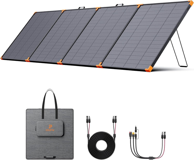 350-watt portable solar panel, suitable for power stations, hurricane emergency supplies, 43-volt foldable solar charger (25% efficient, IP68 waterproof rating, 4 reinforced stands, suitable for camping and RV travel) E1723