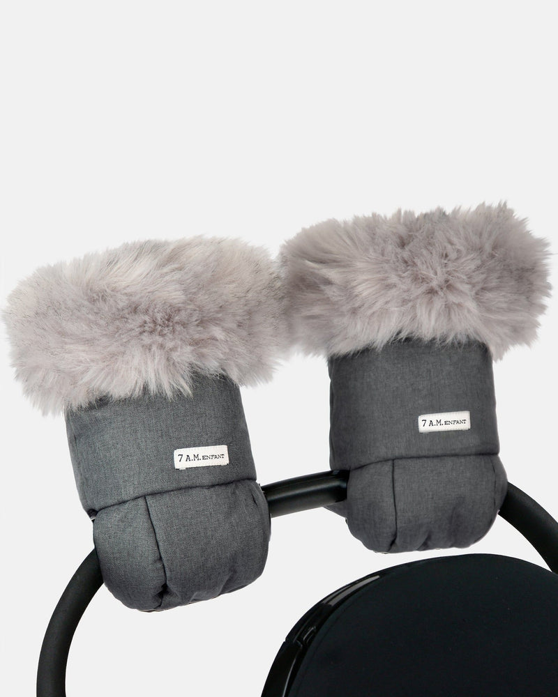 Enfant Warmmuffs - Heather Grey Dark Faux Fur J1939