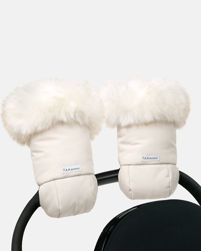Enfant Warmmuffs - White Fur and Beige Heather X9121