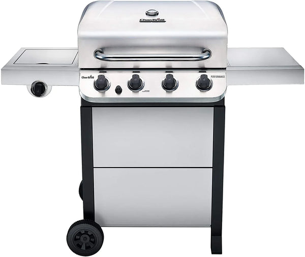 Char-Broil 463377319 Performance 4-Burner Cart Style Liquid Propane Gas Grill, Stainless Steel F7435