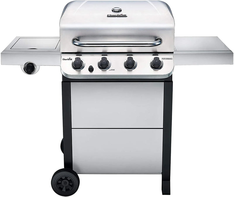 Char-Broil 463377319 Performance 4-Burner Cart Style Liquid Propane Gas Grill, Stainless Steel F7435