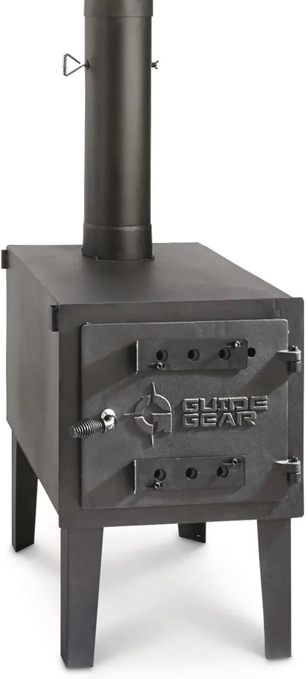 Guide Gear Large Outdoor Wood Burning Stove Portable with Chimney Pipe for Cooking, Camping, Tent, Hiking, Fishing, Backpacking L9628