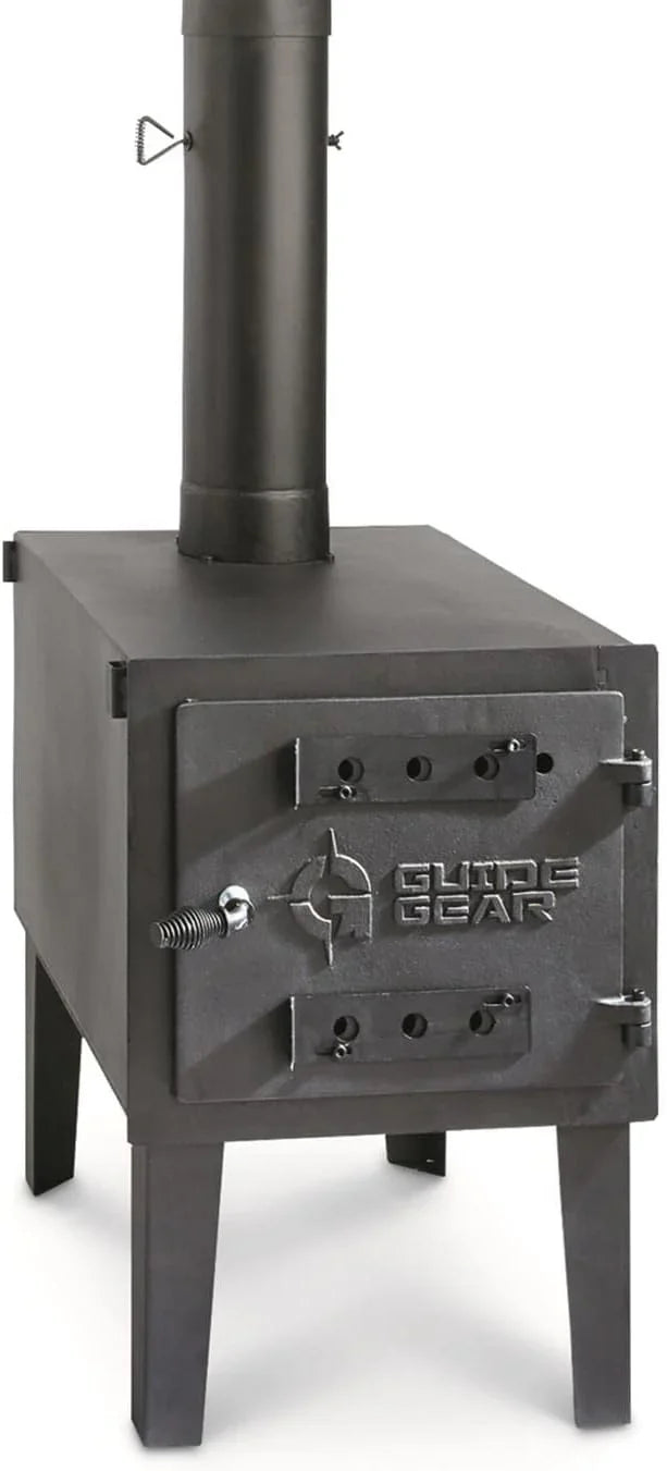 Guide Gear Large Outdoor Wood Burning Stove Portable with Chimney Pipe for Cooking, Camping, Tent, Hiking, Fishing, Backpacking L9628