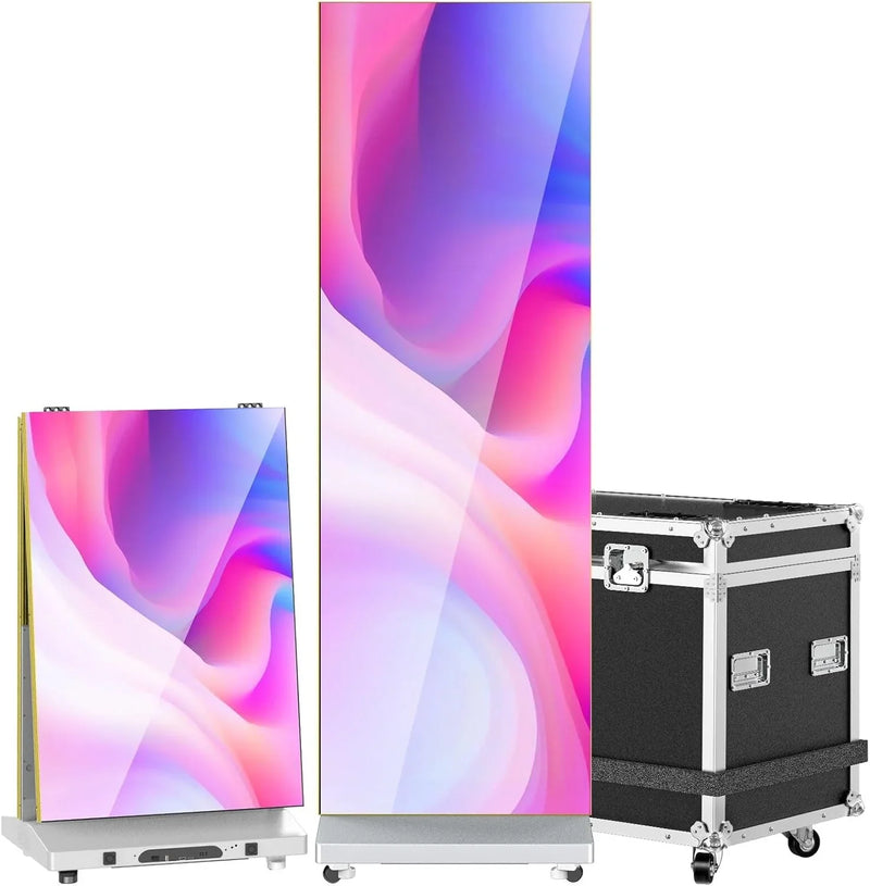 80" P1.86 Flexible Spliceable LED Poster Display – USB Plug-and-Play, Mobile & PC Remote Control, Digital Signage Advertising Screen (Silver, 1-Pack) S0617