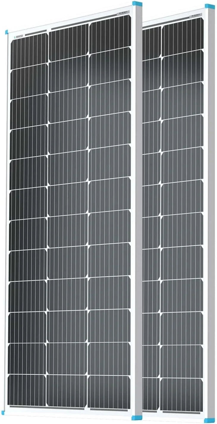 Solar Panel 100 Watt 12 Volt, High-Efficiency Monocrystalline PV Module Power Charger for RV Marine Rooftop Farm Battery and Other Off-Grid Applications, RNG-100D-SS, Single 100W X7912