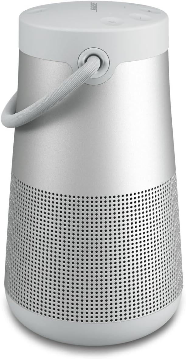 Wireless speaker, portable speaker with microphone, wireless and waterproof, 360-degree omnidirectional sound output, long-lasting battery and handle, silver appearance T8303