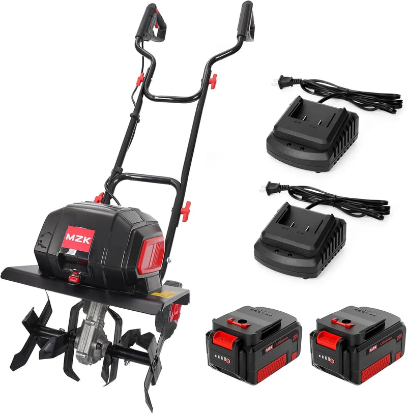 40V 12-inch Cordless Garden Tiller, Battery Powered Garden Cultivator, 2 * 4.0Ah Battery and Fast Charger Included P6945