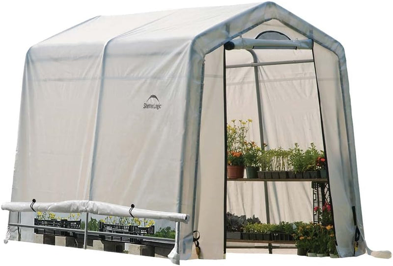 0 feet x 10 feet "GrowIT" Green House - Built-in Simple Greenhouse. It features a sleek design, a high ceiling design, an outdoor planting room with easy access, and is equipped with a transparent waterproof cover. P5022
