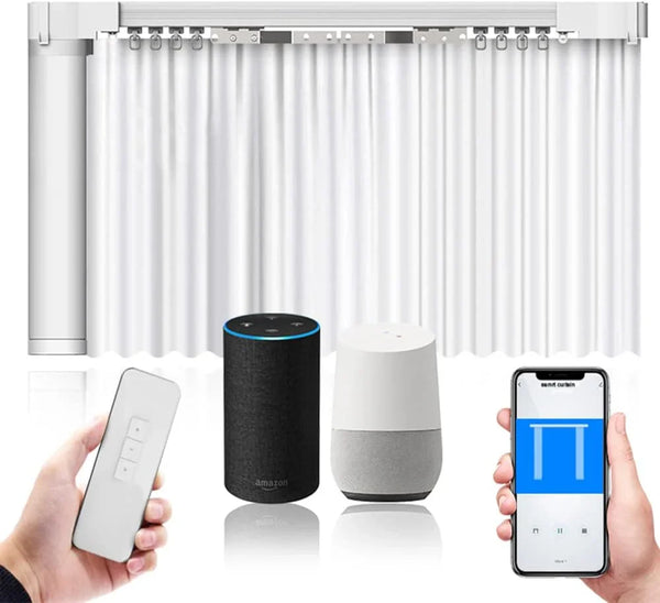 Electric Smart Curtains System, Automatic Curtain Opener, Motorized Curtains Rod with Remote, Compatible with Alexa/Google Home/Tuya App (Up to 204inches) E5833