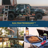 Outdoor chef station | Portable folding kitchen table, equipped with a soft-shell sink, heat-resistant tabletop and telescopic lamp pole, ideal for camping trips