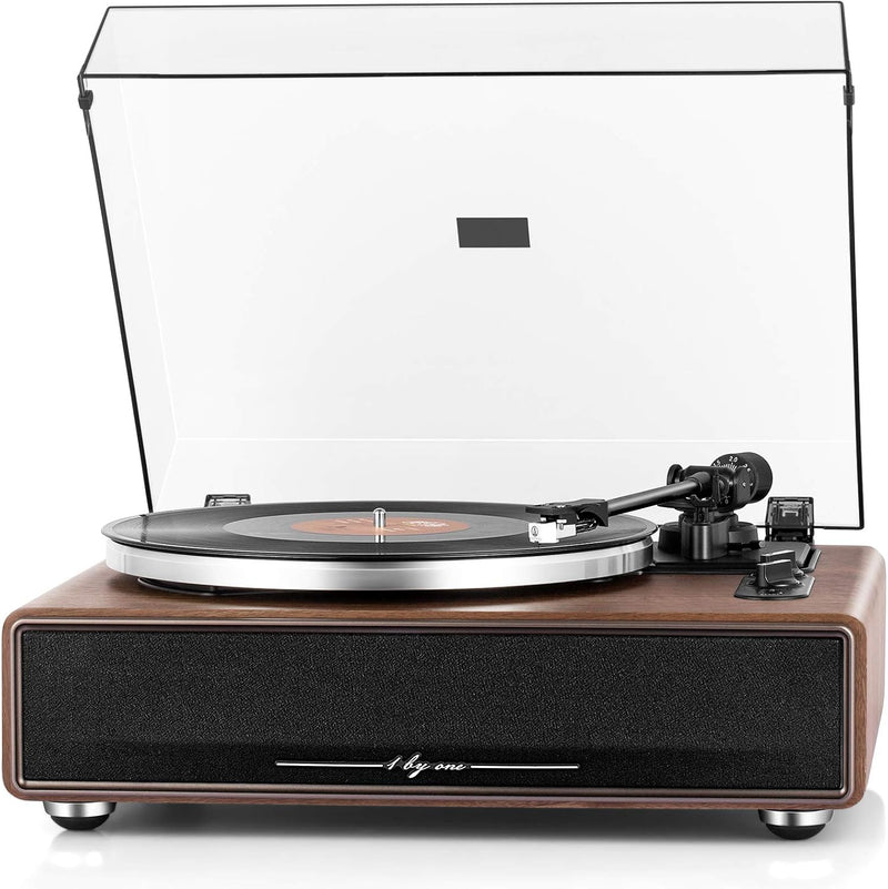 High Fidelity Belt Drive Turntable with Built-in Speakers, Vinyl Record Player with Magnetic Cartridge, Wireless Playback and Aux-in Functionality, Auto Off K8848