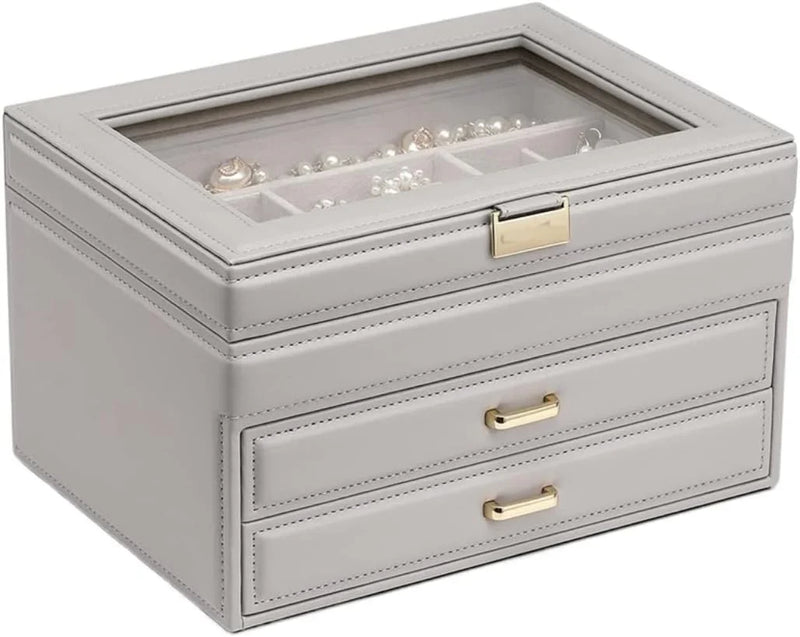 Jewelry Box Jewelry Case PU Leather Jewelry Box Jewelry Storage Box Earring Ear Stud Ring Necklace Organizer Case Jewelry Organizer M5621