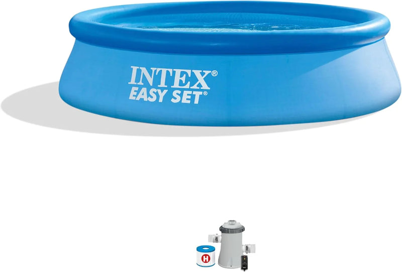 28167EH Easy Set Inflatable Swimming Pool Set: 15ft x 48in – Includes 1000 GPH Cartridge Filter Pump – Removable Ladder – Pool Cover – Ground Cloth N3329