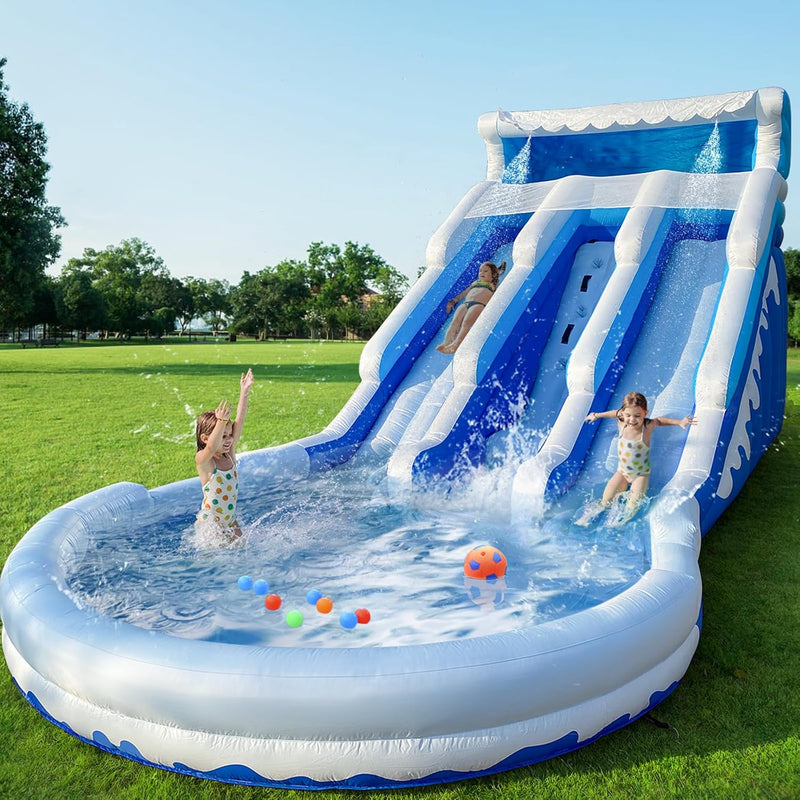 Large Inflatable Water Slide Swimming Pool Play Center, Commercial Grade Lightweight Premium Water Slide Bounce House 20.6x9.5x9.3Ft for Kids and Adults (with Blower) U6769