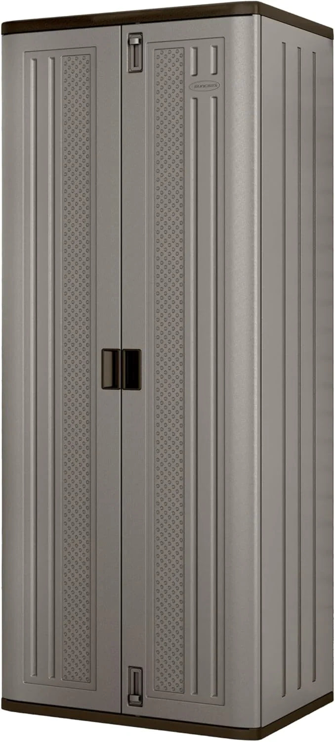 72-Inch Platinum Resin Storage Cabinet with Durable Double-Wall Construction, and Metal-Reinforced Shelves for Basement, Utility Room and Garage Storage, Platinum, Made in the USA S4805