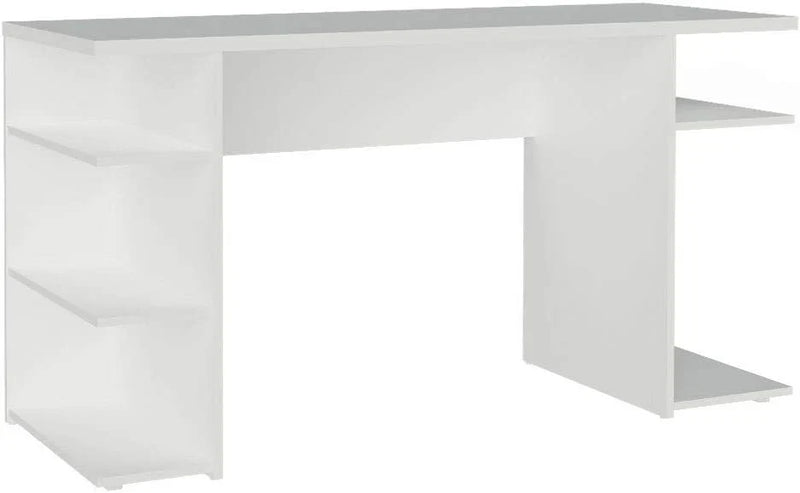 Madesa Large Modern Gaming Computer Desk 53 Inch with 5 Shelves Cable Management Student Study Wooden Table Home Office Gamer Desk for Kids and Adults - White P1587