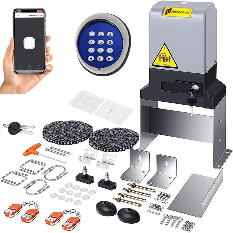 Automatic sliding door opener (controlled via APP), equipped with 4 remote controllers, 750-watt electric sliding door opener motor remote control kit, with wireless keyboard, suitable for sliding door openers up to 40 feet in length. K7232