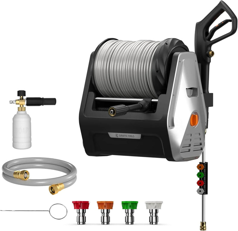 The wall-mounted high-pressure cleaning machine Plus is equipped with an upgraded 1800-watt motor, with a maximum pressure of 2900 pounds per square inch and an electric high-pressure cleaning machine that discharges 2.2 gallons per I0422