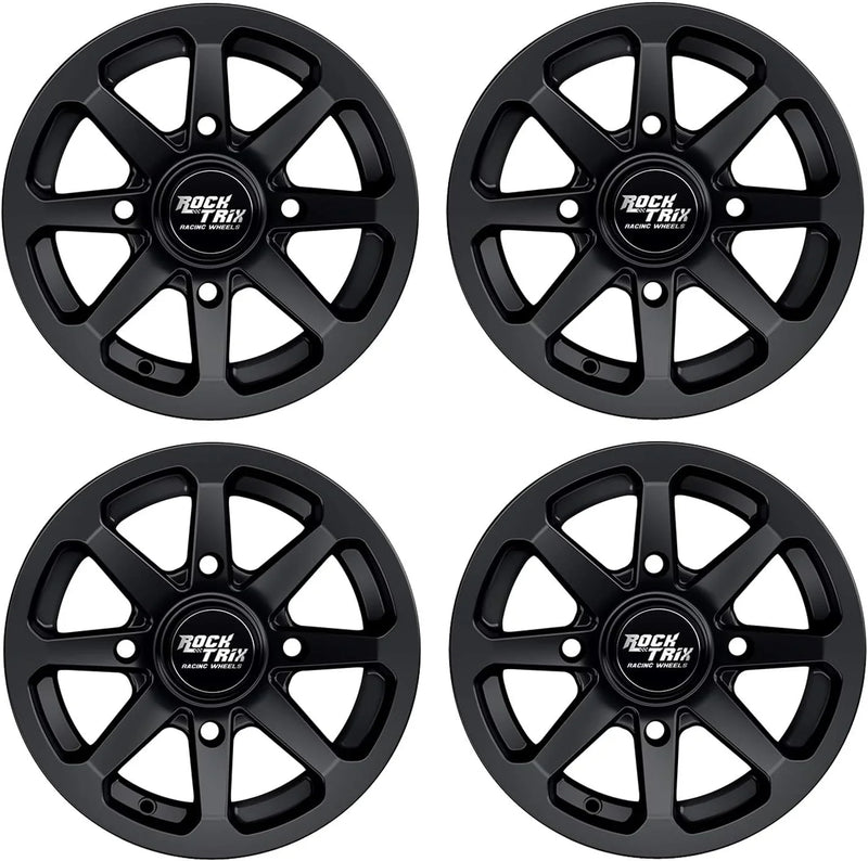 RT102 15in Wheels 15x7 4x137, 4 3 Offset, ATV UTV SxS Rims, Compatible with Can Am Commander Max Defender Max Pro Maverick X3 Maverick Trail, 4/137 Matte Black, Set of 4 L9565