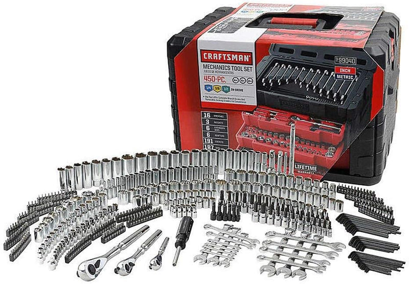 450-Piece Mechanics Tool Set, Ratchet Socket Hand Wrench Toolset D6612
