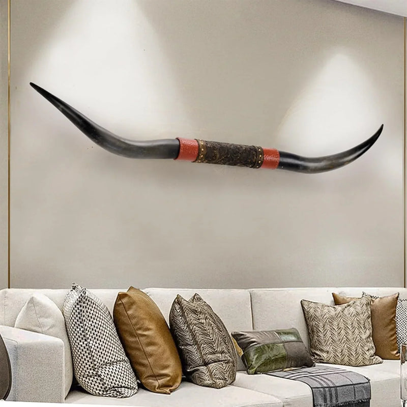 70" Long Horn Bull Horns, Longhorn Skull Wall Decor, Faux Taxidermy, Rustic Animal Head Wall Art, Living Room Decor G7153