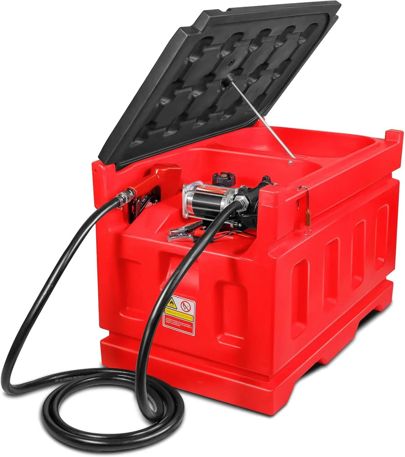 Portable 48 Gallon Fuel Tank with Pump for Gasoline & Diesel, 15GPM High Flow Rate 12V DC Self-Priming Fuel Transfer Pump, 13.1ft Hose, Auto Fueling Nozzle, for Easy Fuel Transportation F5575