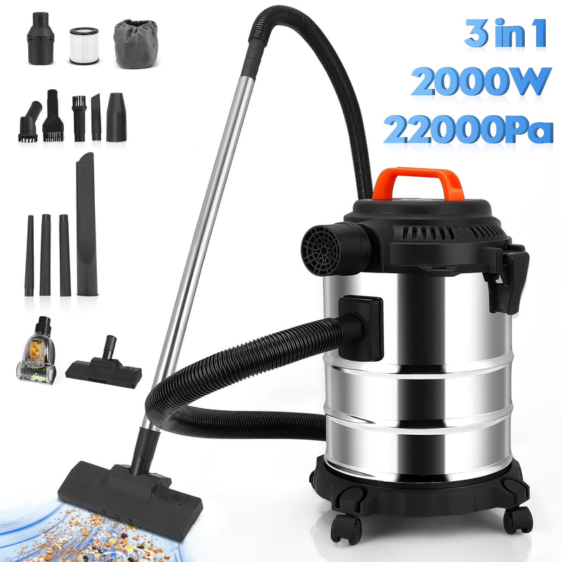RELOIVE Wet Dry Vacuum,4.5 Gallon 2000W 6.5 Peak HP,3-in-1 Stainless Steel Shop Vacuum Wet and Dry,with Filter and Attachments for House Garage... W8420