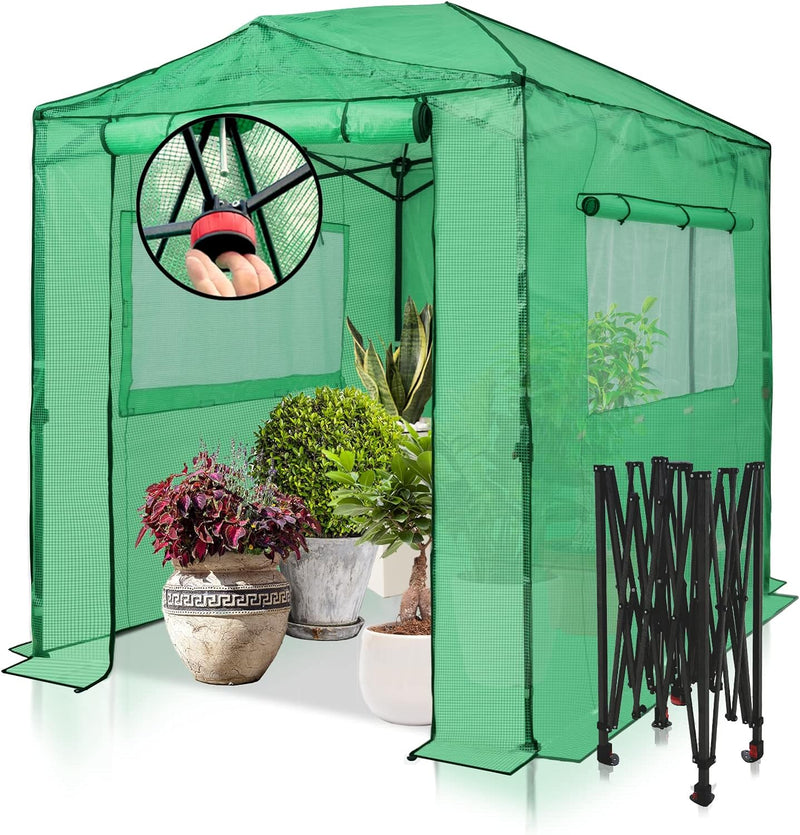PEAK 8x6 Portable, Heavy-Duty, Walk-in Pop-up Greenhouse, Indoor Outdoor Gardening Green House X8598