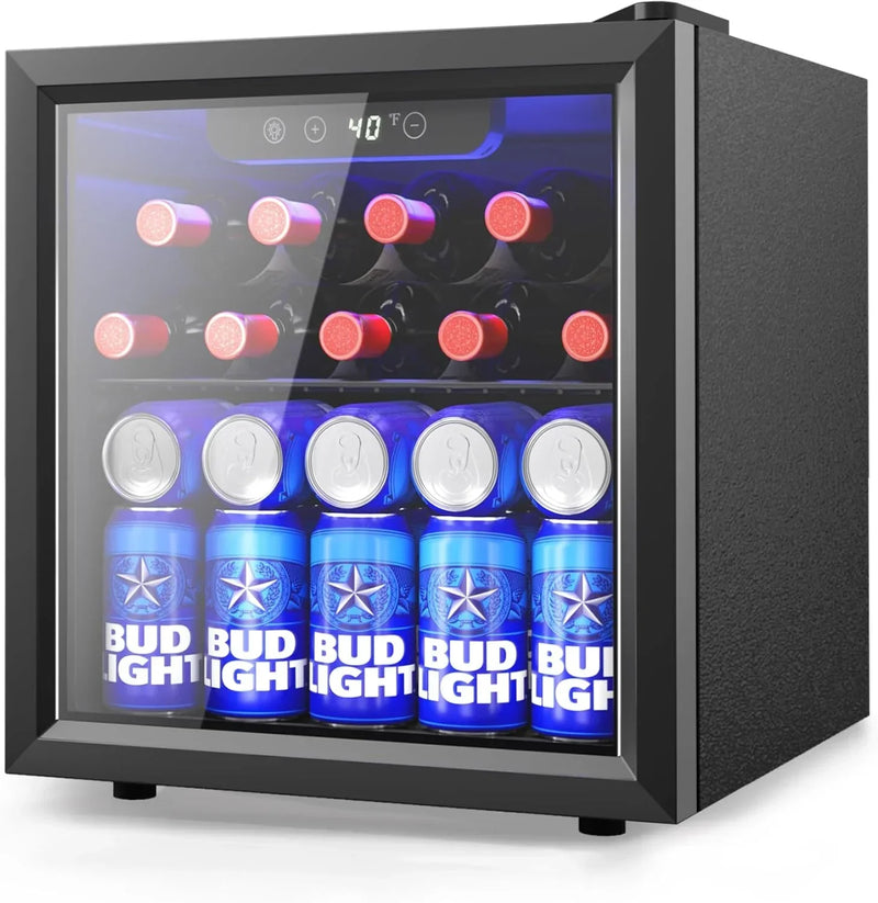 Beverage Refrigerator Cooler - 126 Can Mini Fridge with Glass Door for Soda Beer or Wine, Beverage Cooler for Home, Office, Bar with Adjustable Removable Shelves, Silver V344
