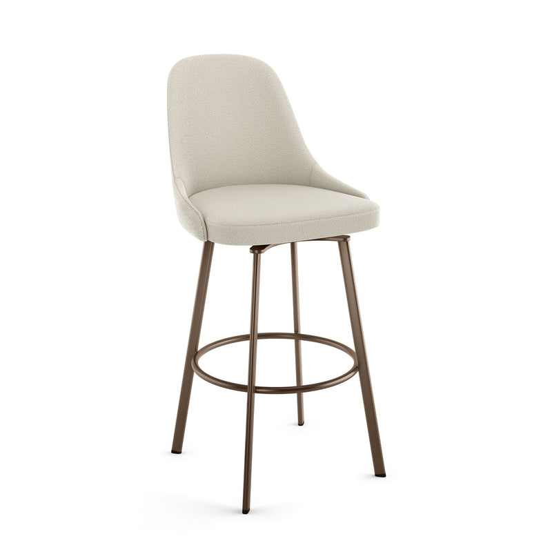 Harper Swivel Counter Stool with Backrest, Bronze Frame & Cream Fabric, 26-in R3645