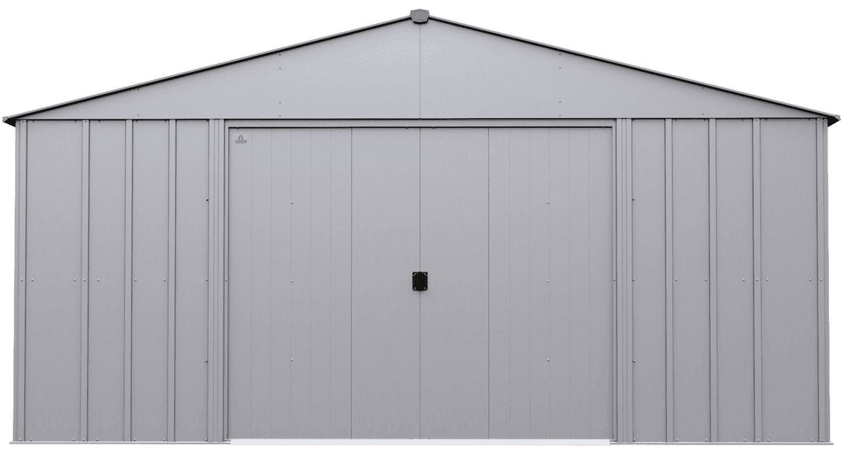 Classic 14x14-ft Flute Grey Corrosion-Resistant Steel Shed