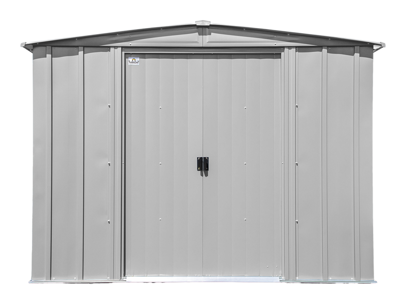 Classic 8x6-ft Flute Grey Galvanized Steel Storage Shed with Pitched Roof L8594
