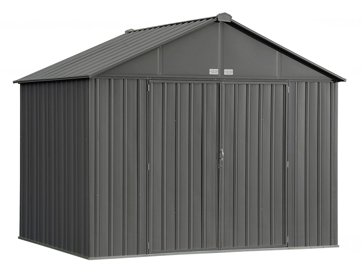 EZEE Galvanized Steel Storage Shed, Charcoal, 10-ft x 8-ft