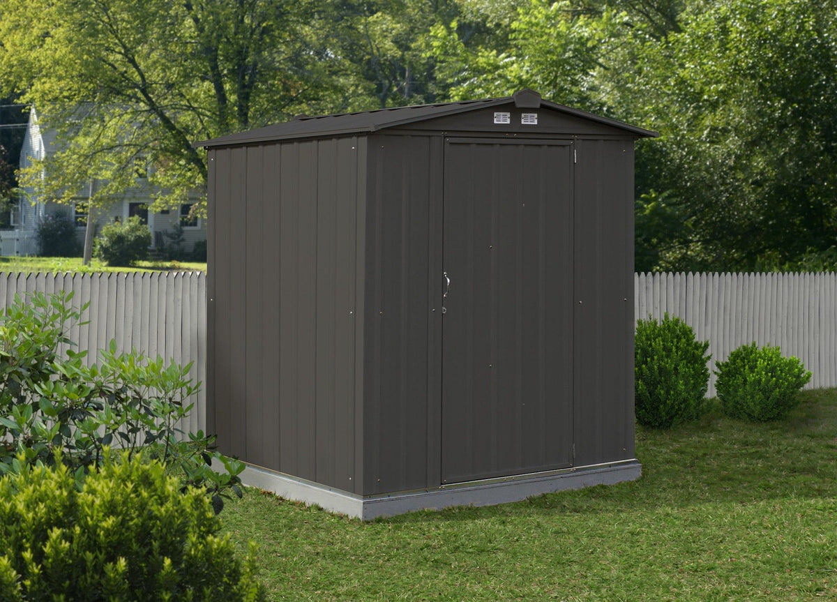 EZEE Galvanized Steel Storage Shed with Low Gable Roof, Charcoal, 6-ft x 5-ft