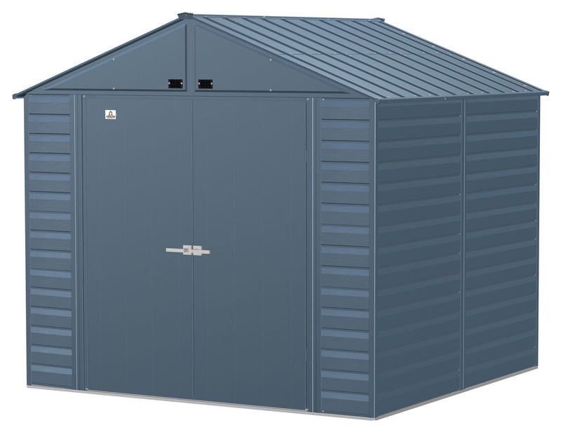 Select Galvanized Steel Storage Shed, Blue Grey, 8-ft x 8-ft E5489