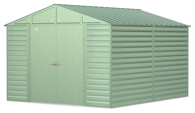 Select Galvanized Steel Storage Shed, Sage Green, 10-ft x 12-ft H3414