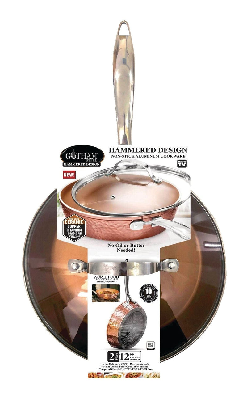 Hammered Diamond Pan with Lid, 12-in H2522