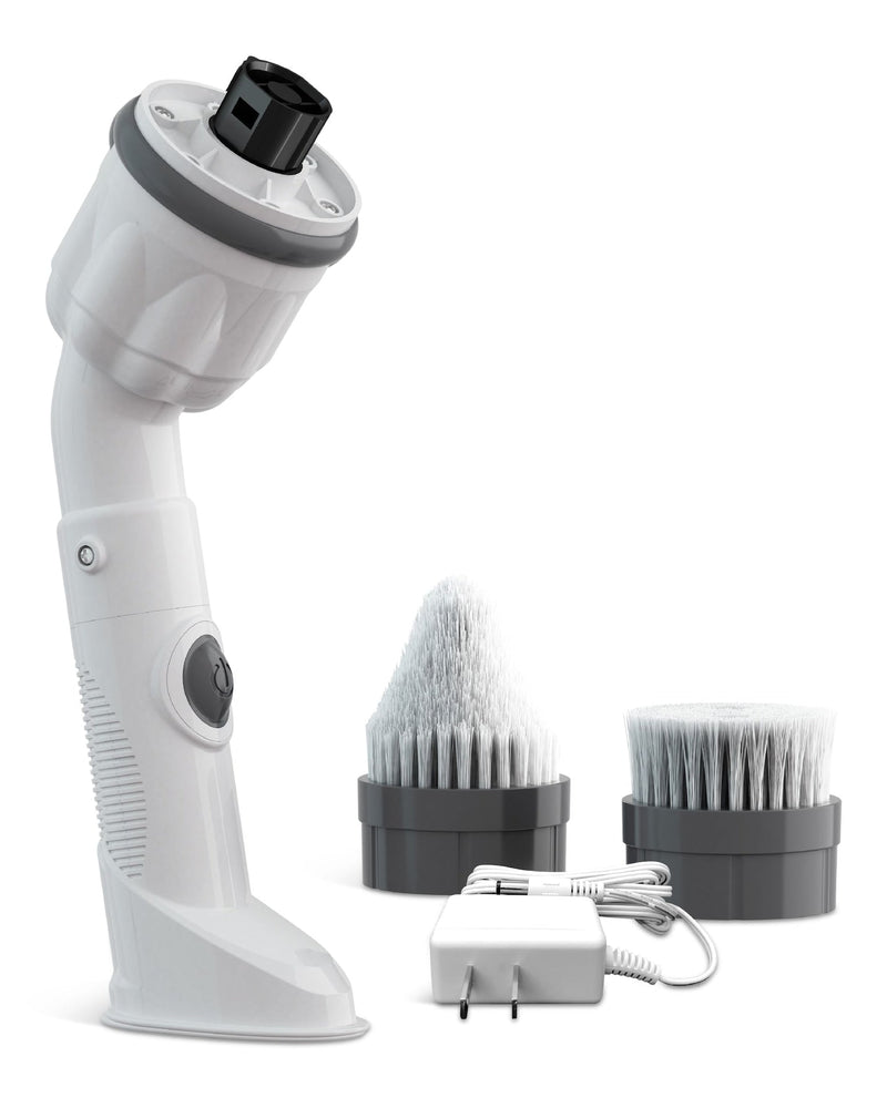 Max Powerful Handheld Scrubber with 2 Brush Heads, Compact, White B1203