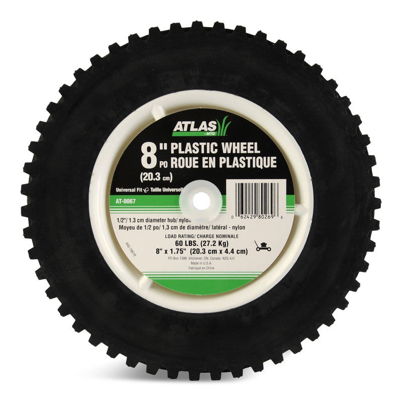 Plastic Lawn Mower Replacement Wheel with Geared Tread, 8-in x 1.75-in H3457