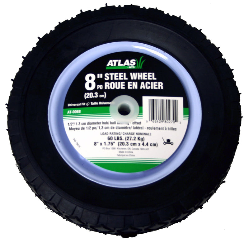 Steel Lawn Mower RePlacement Wheel with Ball Bearings, 8 in x 1.75-in V6853