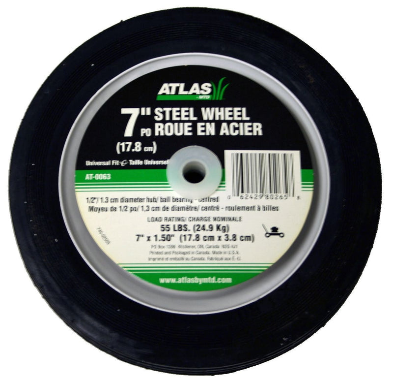Steel Lawn Mower Wheel with Ball Bearings, 7-in x 1.5-in B2895