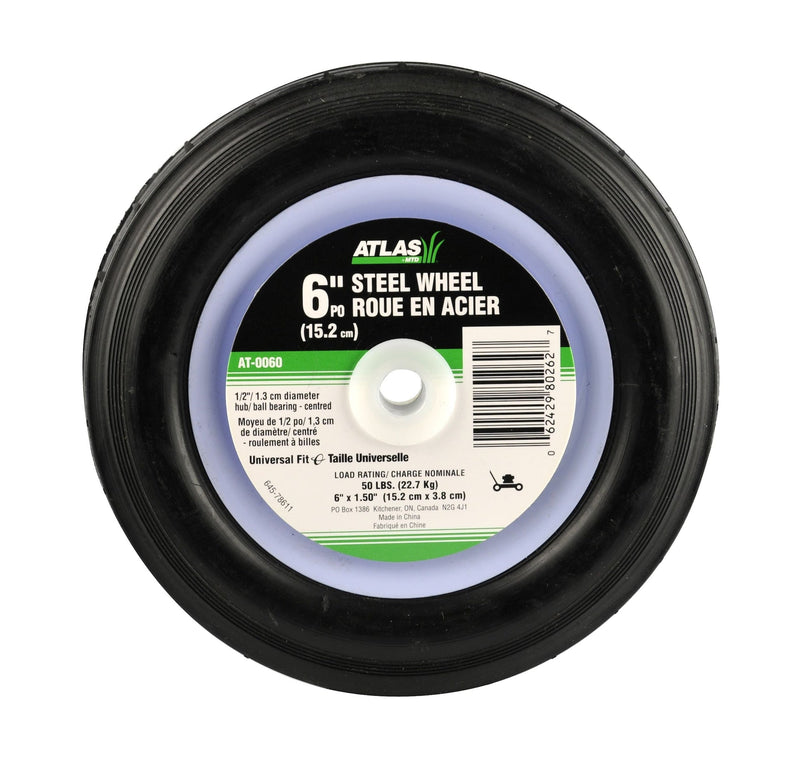Steel Mower Wheel with Ball Bearings, 6-in S2137