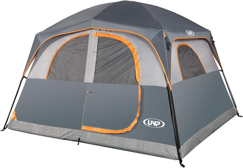 A 6-person waterproof and windproof portable family camping tent, with a double-layer structure, equipped with 1 mesh door and 5 large mesh windows - height of 10 feet × 9 feet × 78 inches (unit: inches) I6567