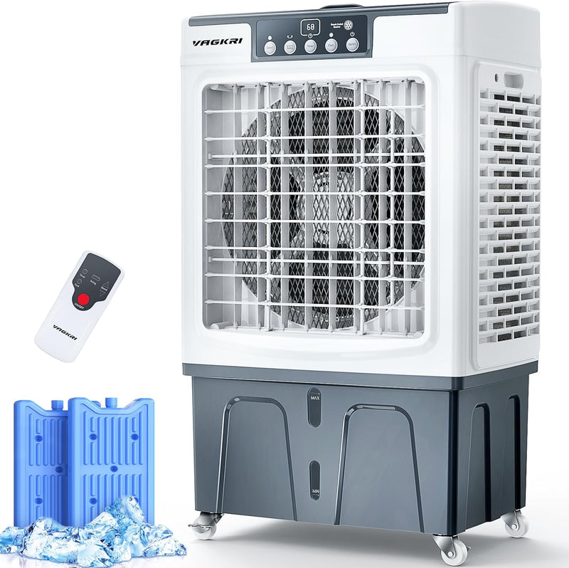 Evaporative Cooler, 2100CFM Air Cooler, 120°Oscillation Swamp Cooler with Remote Control, 24H Timer, 3 Wind Speeds for Outdoor Indoor Use,8 Gallon X6724
