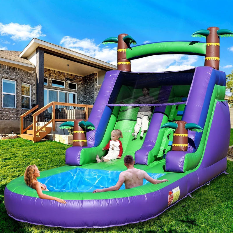 21FT(L) Commercial Grade Water Slide for Adults, (Heavy Duty Full PVC) (Big Splash Water Pool), 750w Blower, Inflatable Waterslide for Backyard, Outdoor Park, 21x9x12ft P4826