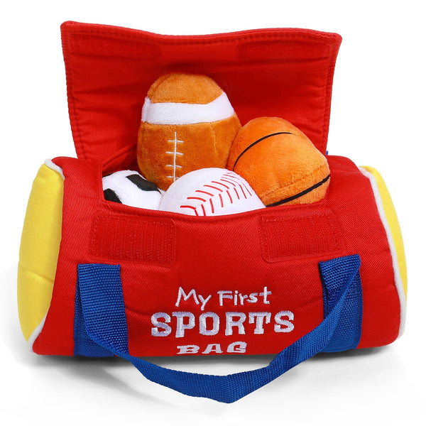 Baby My First Sports Bag Stuffed Plush Playset, Baby Gift Toys, 8-in O9601