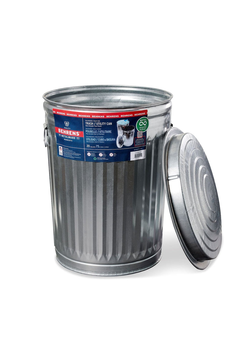 Galvanized Steel Circular Multi-Purpose Garbage Can, 75-L (19.8 US gal) W1804