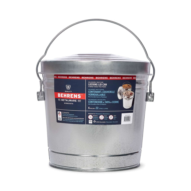 Galvanized Steel Multi-Use/Garbage Can with Locking Lid, 22-L (6 US gal) K1174
