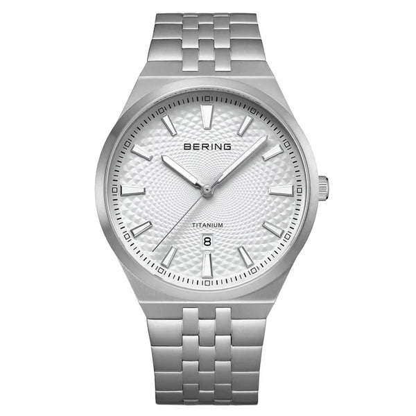 Bering Titanium White Silver-tone Guilloche Dial Men's Watch D4212